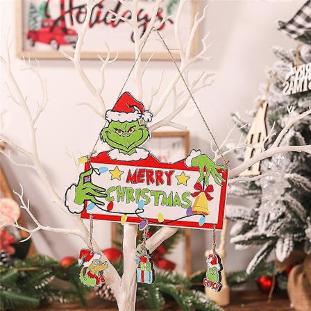 God Jul Tre Grinchen Stjal Julen Henger Ornamenter Juler Tre Dør Dekorasjon Morsom Skilt Hjem Gave (FMY)