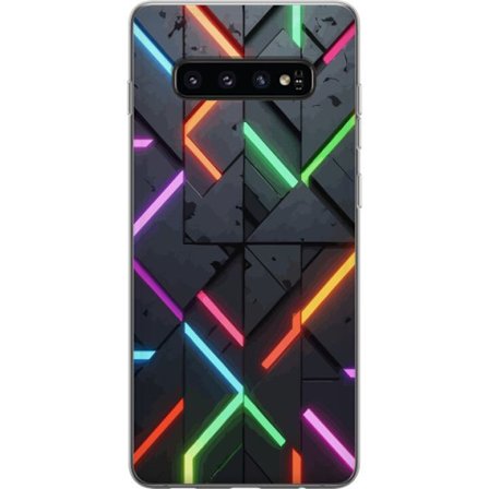 Yhteensopiva Puhelinkuori Samsung Galaxy S10 Geometrinen neonsuunnittelu värikkäillä valolinjoilla