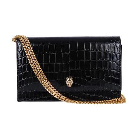 Alexander McQueen, Crocodile print skull bag Czarny, Kobieta, Rozmiar: ONE Size