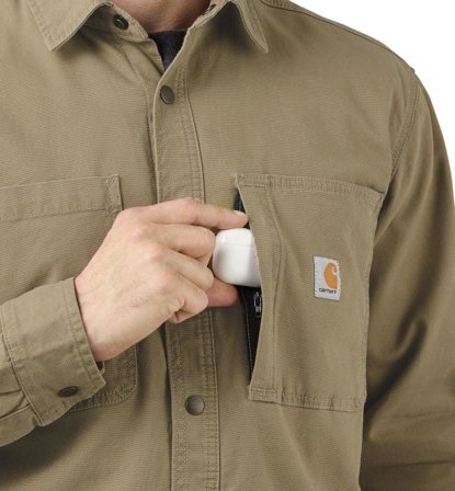 Carhartt Workwear Carhartt M's Fleece Lined Snap Front Shirt Jacket Dark Khaki