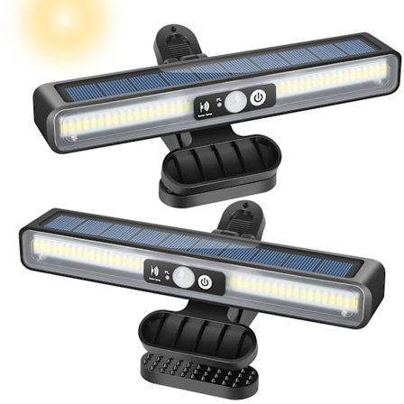 Solar Utendørslys, 2 stk. Clip On Lys Solcellebevegelsessensor, 36 LED Solcellevegglampe Utendørs Solcellebelysning for Gjerde, Garasje, Hage (6000K 