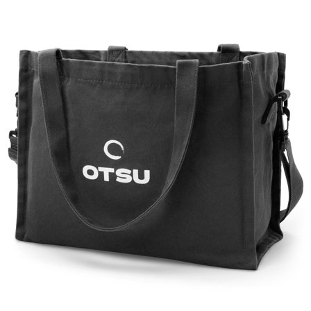 Otsu - Medium mørk grå tote bag i bomull for menn - Tote bager