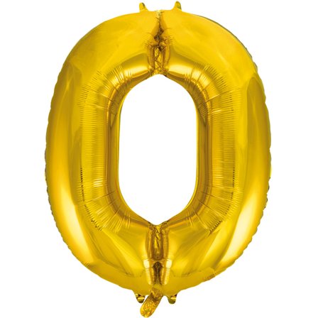 Jumbo Cifferballon 86 cm Guld "0-9" Ciffer 0