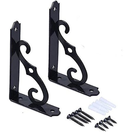 2 kappaletta koristeellisia hyllynkannattimia, seinään kiinnitettävä kelluva hyllynkannatin, L-muotoinen raskaan sarjan metallikulmatuki 140x110mm (