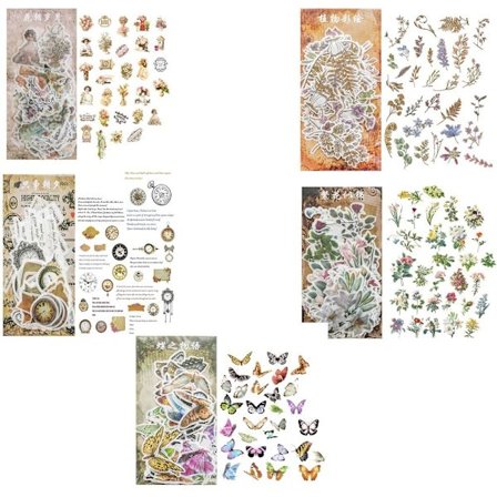 Blomster-, plante- og vintageklistermærker