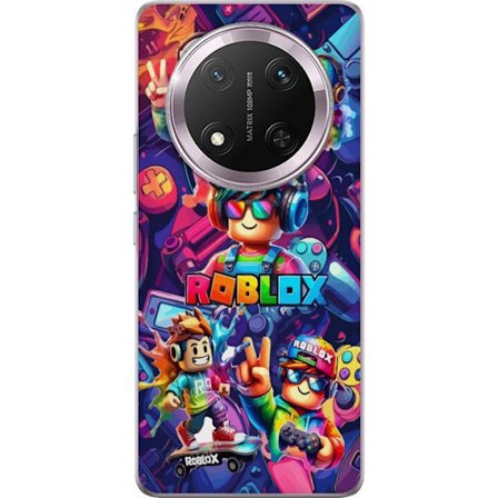 Yhteensopiva Puhelinkuori Honor Honor Magic7 Lite Värikäs Roblox-peliryhmä kuulokkeilla, ohjaimilla ja neonväreillä, täydellinen lapsille ja pel