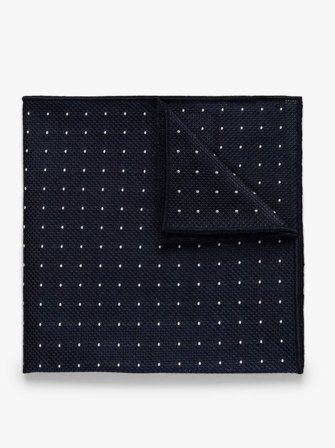 John Henric Men's Blaues Gepunktetes Einstecktuch aus Grenadine Size Onesize