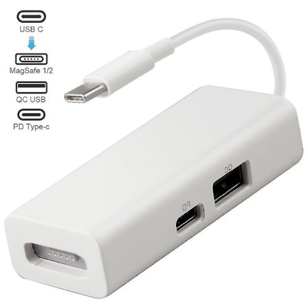 Usb-c Magsafe Adapter 3 i 1 Typ-c till Magsafe 1/2 Konverter Adapter för Laptops Smartphones