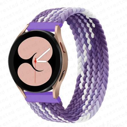 Flätad Solo Loop För Samsung Galaxy watch 4/5/6/44mm 40mm/klassisk rem 46 42mm/aktiv 2/Gear S3 armband 22mm 20mm Watch Band Grape purple M
