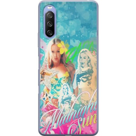 Kompatibelt Mobildeksel til Sony Xperia 10 III Eventyrverden med Steve, Creeper og dyr i fargerik blokkgrafikk