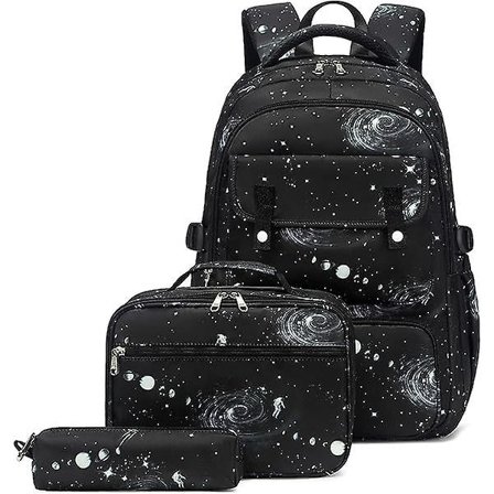 Galaxy Ryggsäck för Pojkar Skolväska Tonåringar Bokväskor Barn Ryggsäck med Lunchlåda och Pennfodral [db]