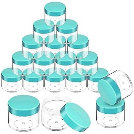 20 st runda burkburkar i plast med lock för flytande krämer, prover, 20 ml/0,7 oz