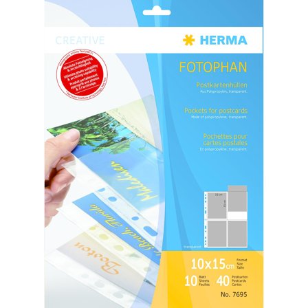 Herma Postkartenhüllen f. 4 WPK 10x15 7695