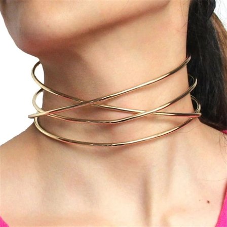 Punk guld Silver färg legering Torques Choker halsband