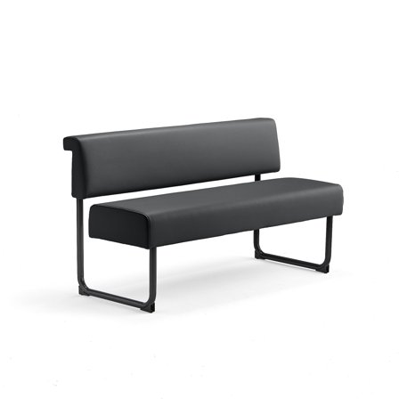 Sofa START, 1400 mm, Kunstleder anthrazit/schwarz