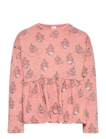 Top Ao Print W Flounce At Bott Pink Lindex
