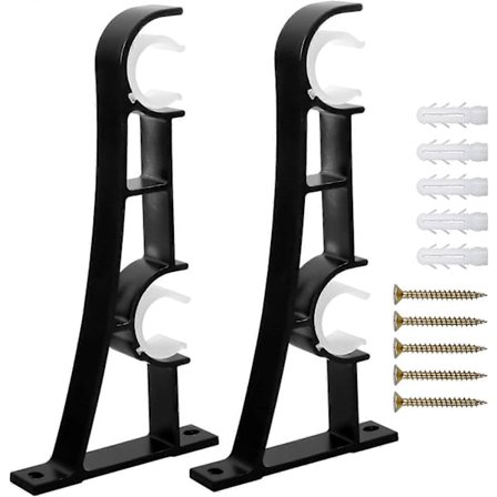 2 Draperistangfester Kraftige Metall Gardinstangfester, Doble Gardinstang Takmonteringsfester, Gardinstangfester Gardinstangfeste (FMY)