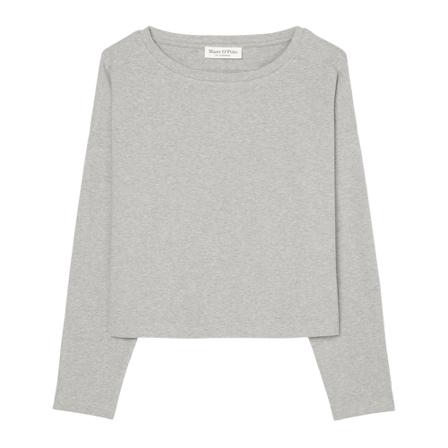 Marc O'Polo Stretchy long sleeve top in a regular, cropped fit Grå, Dame