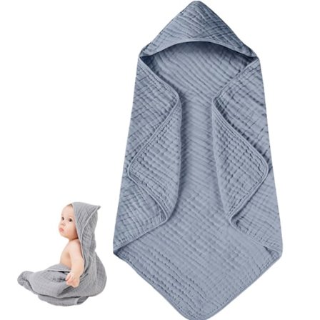 Hettete Babyhåndklær for Nyfødte Muslin Bomulls Baby Badehåndkle med Hette