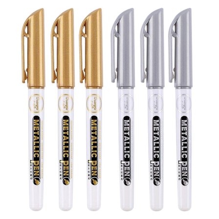 6 stk. Akrylmalingspenne Epoxy Harpiks Tegnepenne Guld Sølv Til Farvning