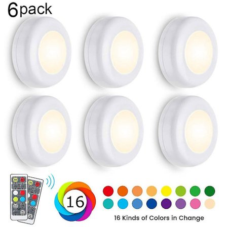 6 sett LED RGB skaplys med fjernkontroll vegglys nattlys skaplys kjøkkenbatteri displaylys barriere lys