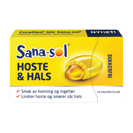 Sana-sol Hoste & Hals halspastiller, 16 stk.