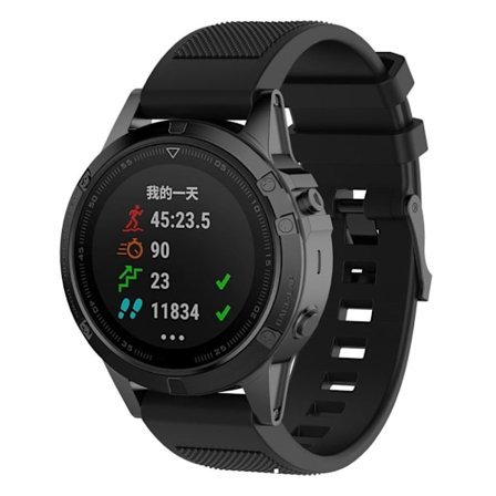 Garmin Approach S60 erstatnings urrem i silikone med Twill tekstur - Sort