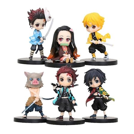 6 stk./sæt Anime Demon Slayer Kimetsu No Yaiba Figur Q Posket Kamado Tanjirou Nezuko Agatsuma Legetøj 6cm