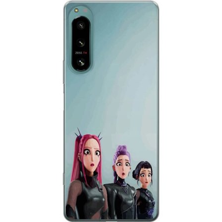 Yhteensopiva Puhelinkuori Sony Sony Xperia 5 IV Kolme animoitua naista, joilla on värikäs tukka futuristisessa tyylissä ja yllättyneet ilmeet