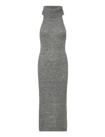 Gina Tricot Sleeveless Polo Knitted Dress - Grey - L