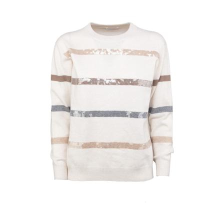 Brunello Cucinelli Round-neck Knitwear , Beige , Dames , Maat: L Truis