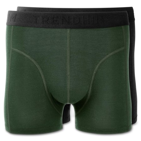 Small - FeatherFeel | 2-Pack Black and Olive Green Merino Wool Boxer Briefs for Men - Wool Boxers