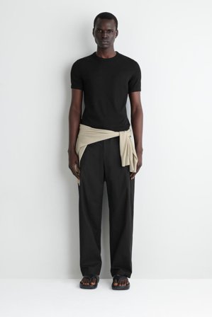 COS Homme T-Shirt Slim En Coton Côtelé in Noir