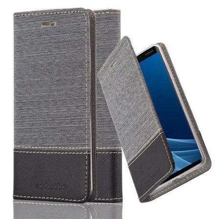 Nokia 9-fodral i GRÅ SVART från Cadorabo (TYG-LÄDERDESIGN) Helt skyddsfodral med flipflik och stativ