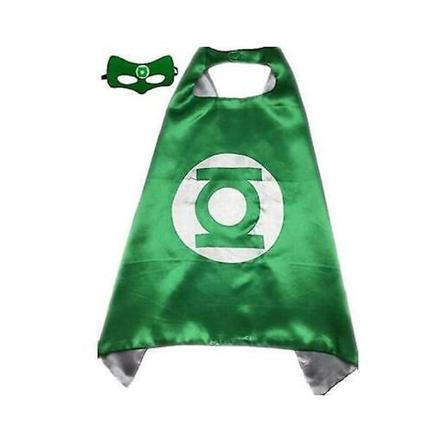 Barn Pojkar Dc Avengers Superhjälte Superman Manteln Cape med Ögonmask Cosplay Kostym-WELLNGS Green Lantern