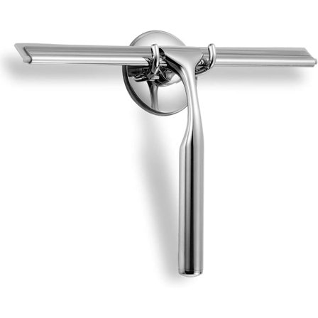 Bruseskraber, vinduespudser, bruseskraber i rustfrit stål med stærk sugekrog til badeværelse, køkken, spejl, bil, vindue Chrome