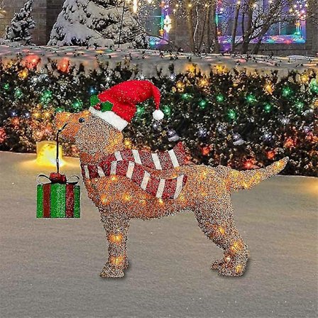 2D Julehund med LED-lys Havedekoration med Akryl Havepæl