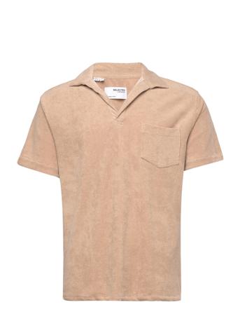 Slhrelax-Terry Ss Polo Ex Beige Selected Homme