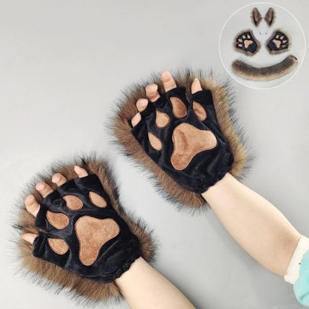 Halloween vevd dans varulv dyreøre hodedekorasjon kostymerekvisitter ulveøre pannebånd dyreklo hansker ulvehale kosty_tfrf