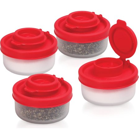 Salt- og pebersæt, fugttæt, sæt med 4 små mini saltkar til camping, picnic udendørs - Lille, 4 stk.