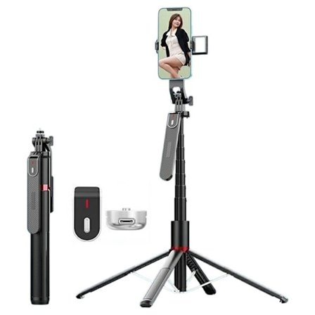 Selfiestick Bluetooth med Enkel Lampa V1 P185MAX