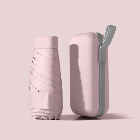 Miniparaply med fodral, lätt och bärbar parasoll, perfekt för resor, sol och regn utomhus