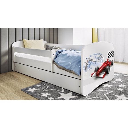 Kocot Kids Barnsäng - Babydreams Vit - Formula One Med Låda Och Madrass 180x80 Cm - Litenleker