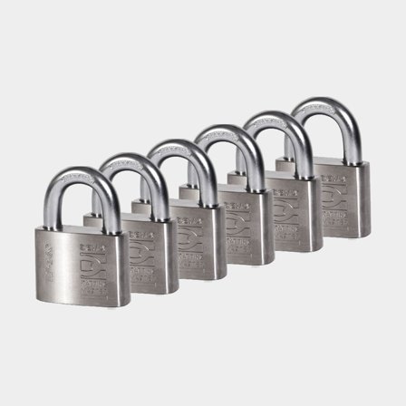 Hangslot BEMA RF-360, klasse 3, Ø12 mm, gelijksluitend, zilver, 6-pack