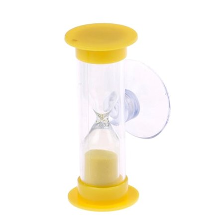 Tandborste-snurrande sandtimer 2/3 minuter duschtimer barn mini - Gul