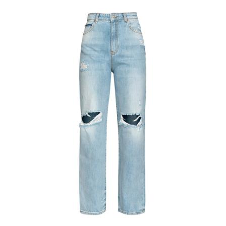 Pinko, Straight jeans met scheuren Blauw, Dames, Maat:W25