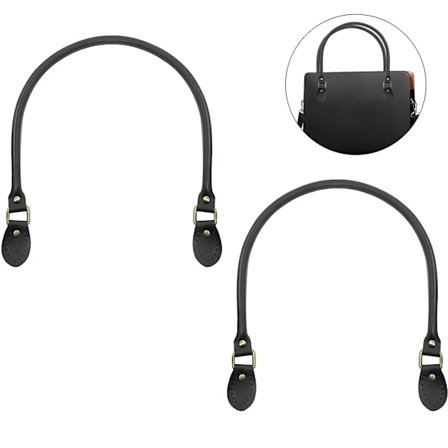 Läderhandtag för väskor, för väskremmar som ersättningstillbehör, 610 x 145 mm (Svart)