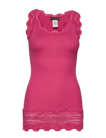 Silk Top W/ Lace T-shirts & Tops Sleeveless Rosa Rosemunde*Betinget Tilbud