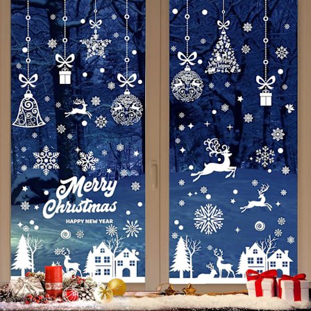 192 Stickers Jul Fönster Återanvändbara, Juldekoration Fönster Elektrostatisk PVC Klistermärke Jul