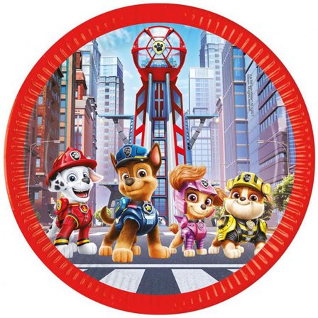 Paw Patrol The Movie Tallrikar 23 cm 8-pack - Paw Patrol Kalas Dekoration - Kalaslagret.se